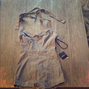 50’s style black and white checkered romper